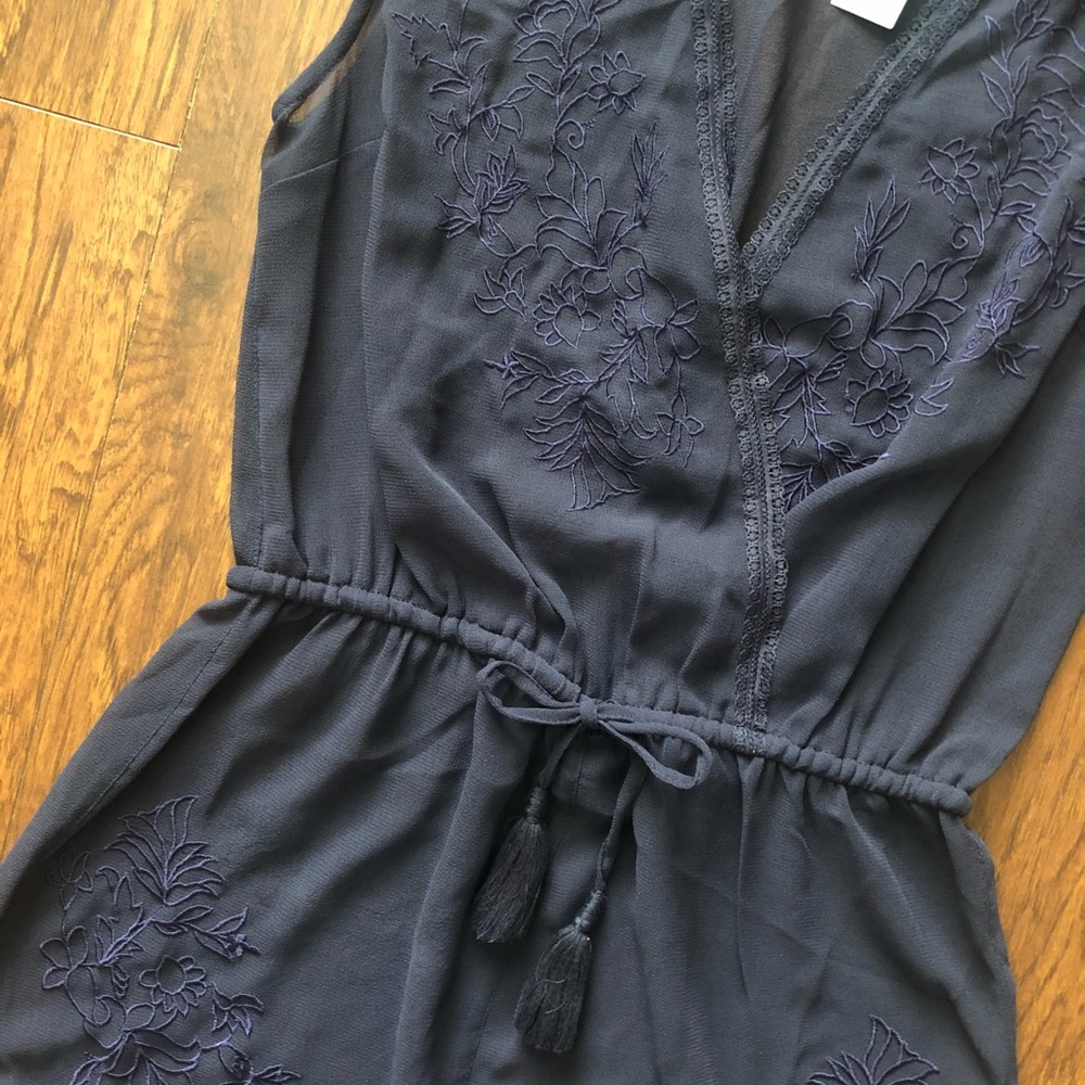 Topshop Navy Tallulah Mesh Romper